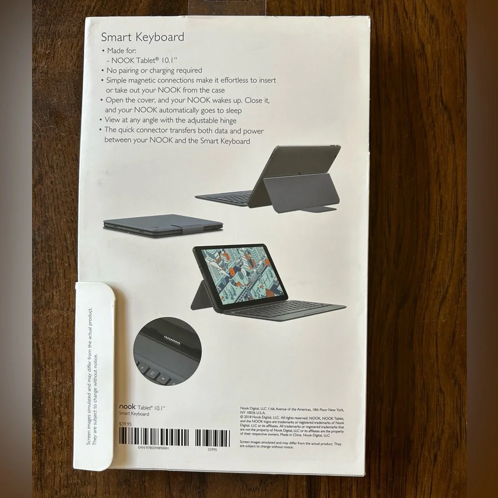 Smart Keyboard. Made for NOOK Tablet 10.1”.